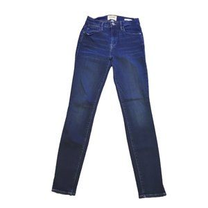 Frame Le High Skinny 25 (Meas 22x27.5 9" Rise) Dark Slit Hem Wythe Jeans A2